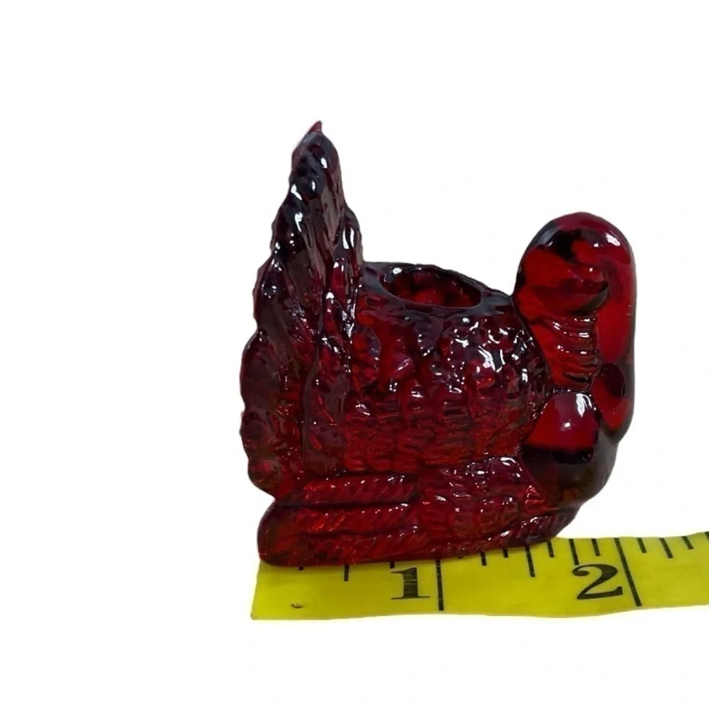 4 Williams-Sonoma Cranberry Turkeys Tapers Candles Holder Cranberry Amberina
